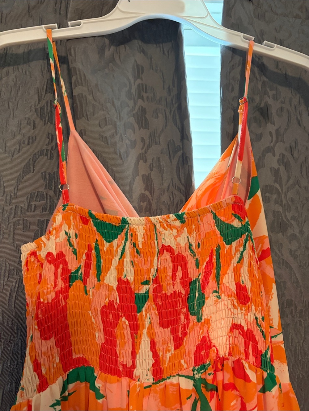 entro Orange Floral Maxi Dress with Green Accents - Picture 4 of 7